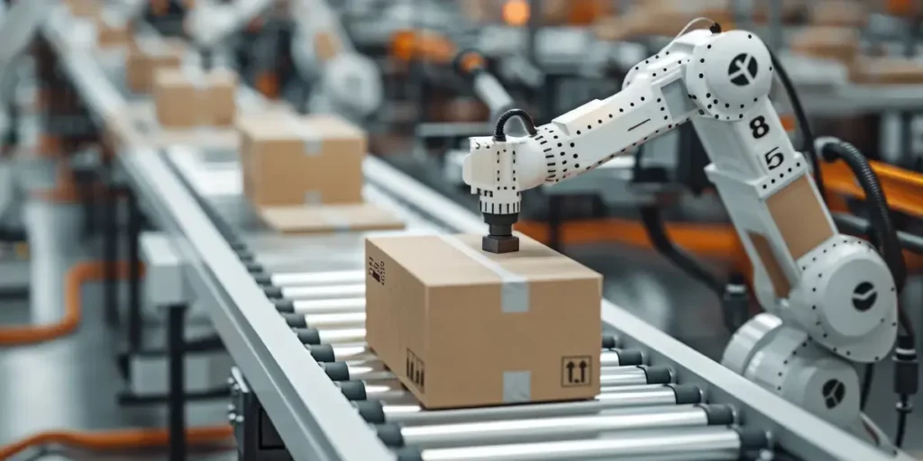 AI Robots sorting packages