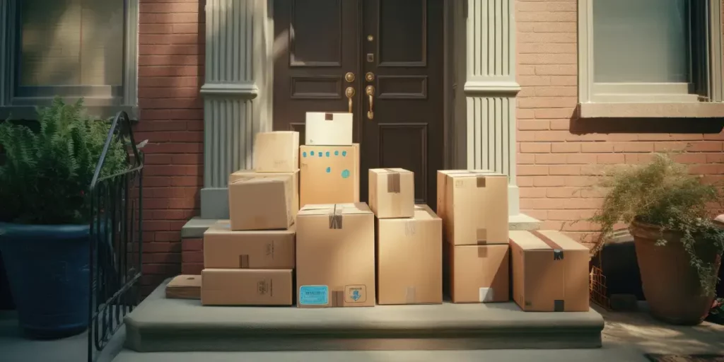 Surplus of boxes on a doorstep