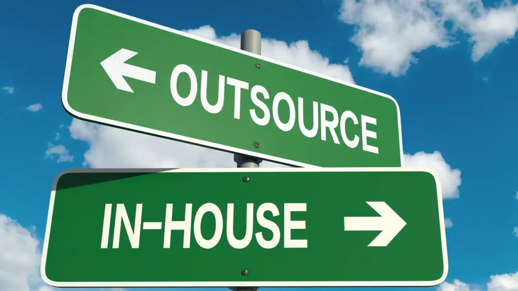 in-house and outsource cross road sign