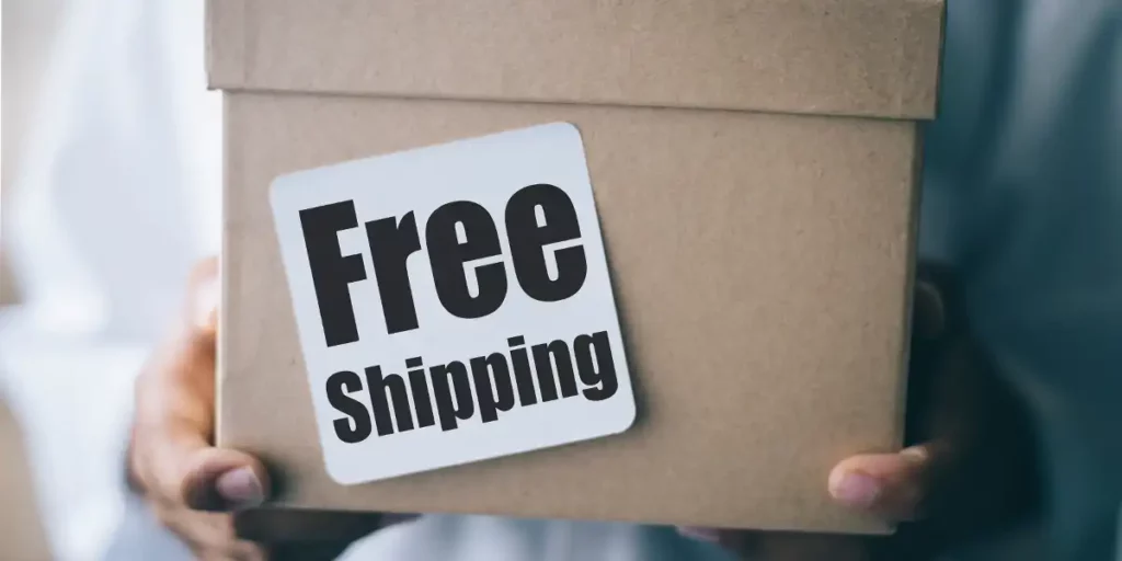Brown Shipping Box with a "Free Shipping" sticker on the front.