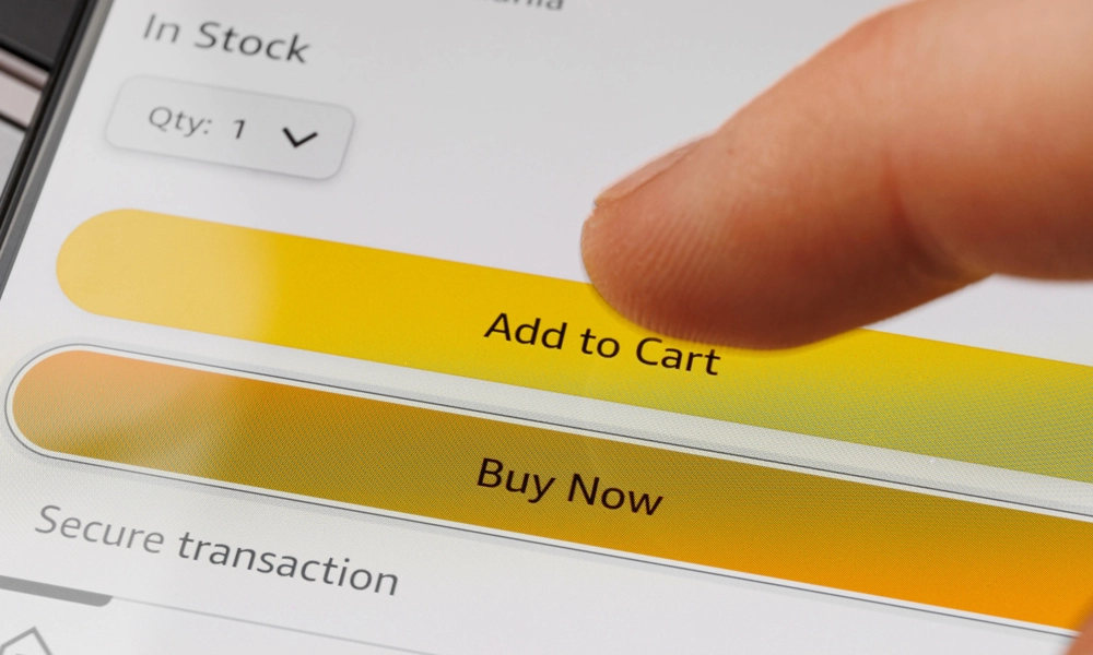 Online Shopping - tapping the "add to cart" button